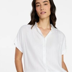 L.O.G.G. (H&M) Relaxed White Short-Sleeve Button-Down Shirt